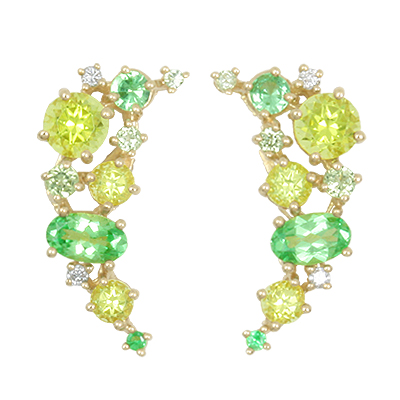 [ oger731 ] グリーンガーネット＆マルチカラーピアス