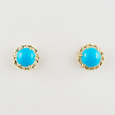 [ ober7396 ] トルコ石ピアス　18金ゴールド